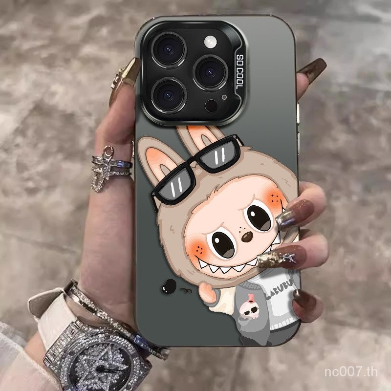 เคสโทรศัพท ์ สีเงินสี , แว ่ นกันแดด LABUBU เข ้ ากันได ้ กับ 15Promax/14 ซิลิโคน 13Pro/12 Frosted 11Promax/XSMAX ทนต ่ อแรงกระแทก XR/7P