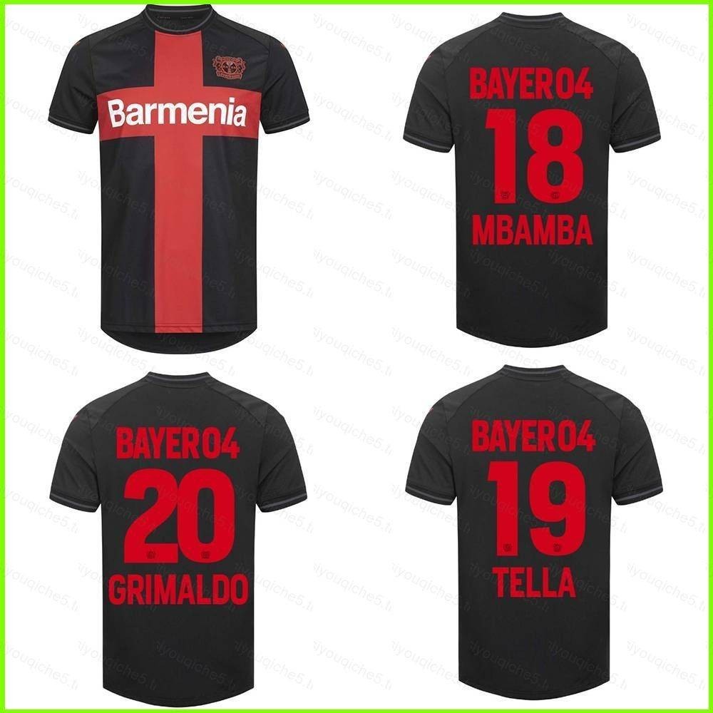 2023-2024 Bundesliga Bayer 04 Leverkusen Mba Tella Grimaldo home jersey เด ็ กผู ้ ใหญ ่ Tshirts Plus ขนาด