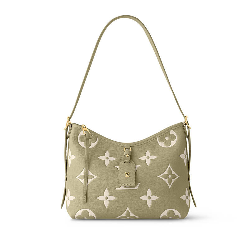 Louis Vuitton/Louis Vuitton Women's Bag LV CarryAll PM Khaki Green Grain Calf Leather Zipper Portable Daily Shoulder Cro