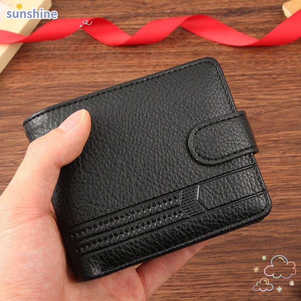Ssunshine Mens Short Wallet, Multi-Card Folding Coin Purse, Fashion PU Leather Card Bag Men