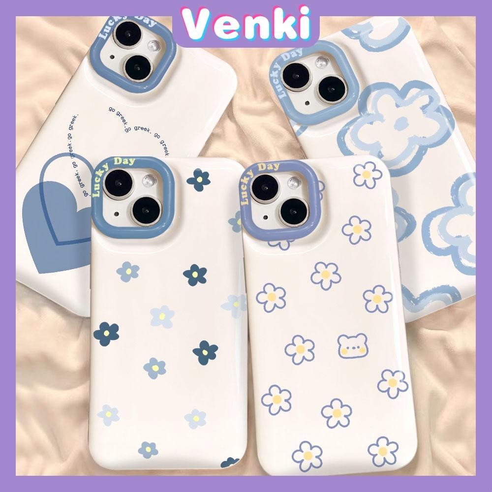 VENKI - สำหรับ iPhone 15 Pro Max iPhone 11 Case Air Bag กันกระแทกเคลือบเงา TPU Soft Case ลายสีฟ้าน่ารัก เข้ากันได้กับ iPhone 14 13 12 11 XS XR 7Plus 8Plus