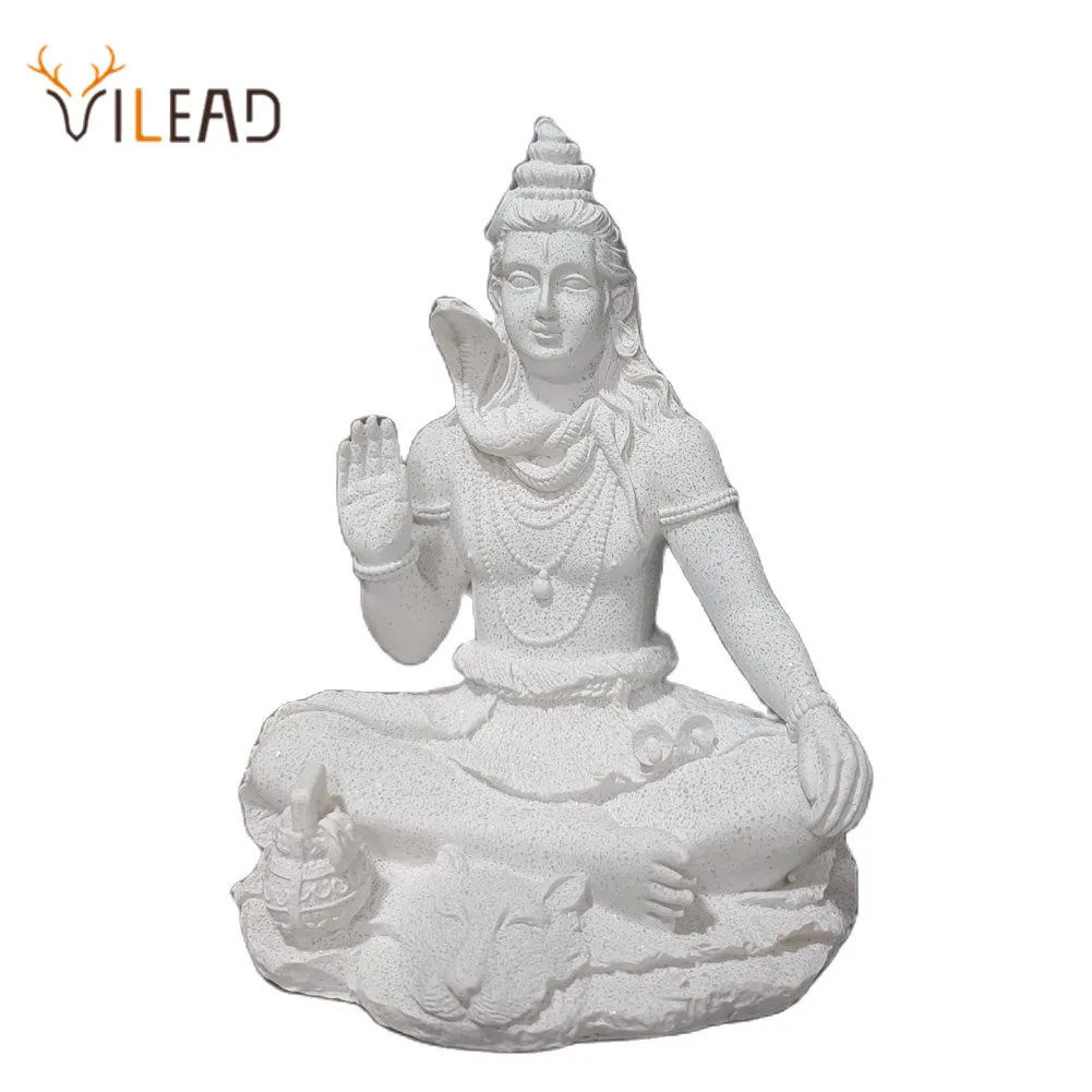 Vilead 13cm Sandstone Shiva Statue Yoga Figurine Ornament Zen Meditation Buddha Decor India Religion