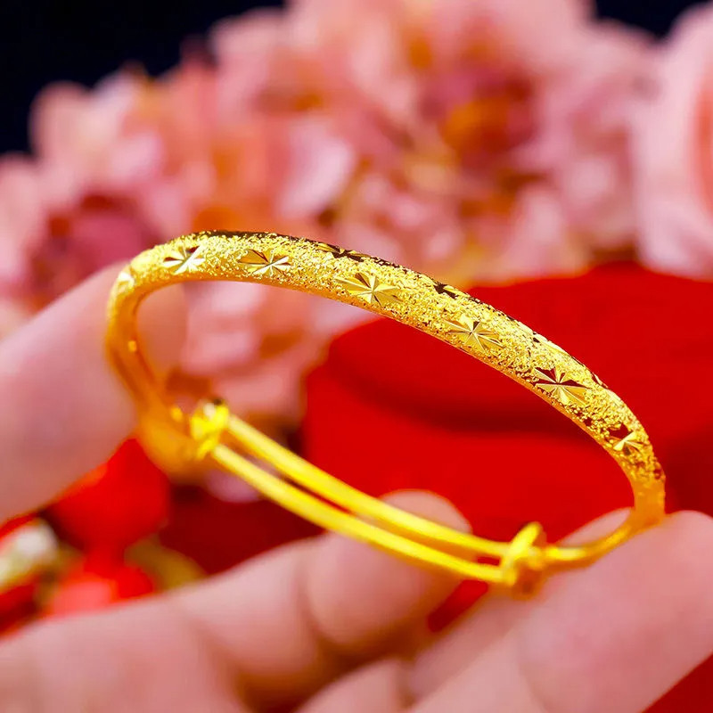 รายละเอียดสินค้า กําไลข้อมือสไตล์เกาหลีสําหรับผู้หญิง พ้นทราย เกลี้ยง มงคล เคลือบทอง ขัดเงา ชิคๆ ไมครอน กําไลเรียบๆ