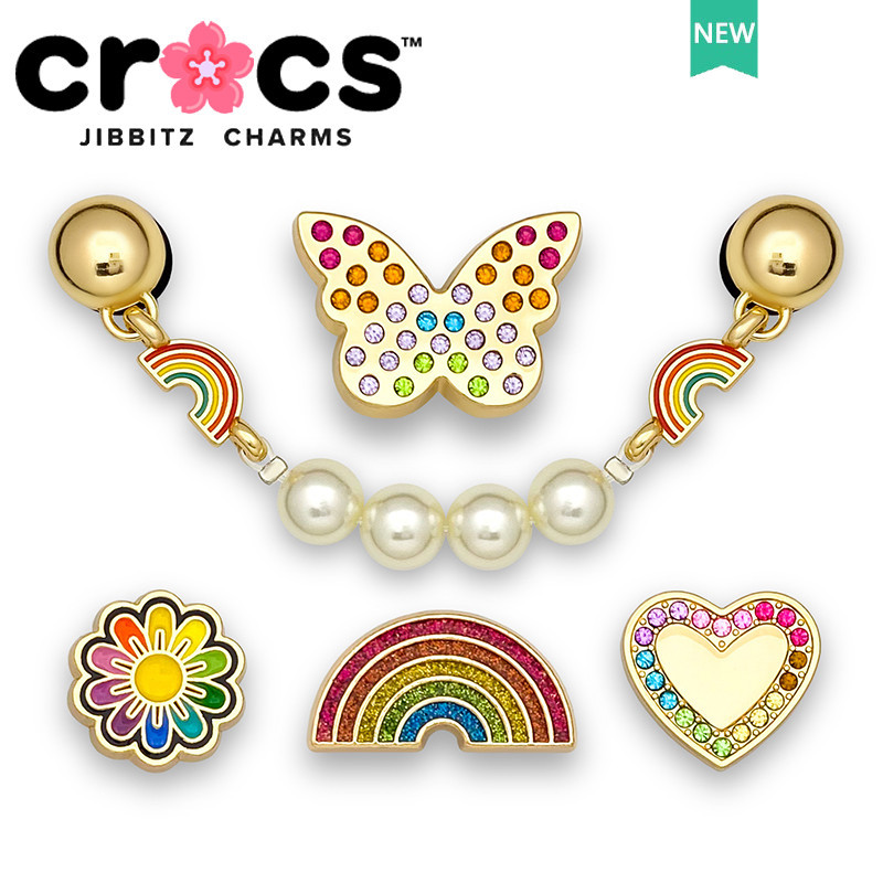 โลหะ jibbitz crocs charm โลหะ Daisy รองเท ้ าหัวเข ็ มขัด Rainbow Diamond อุปกรณ ์ เสริมรองเท ้ า charms