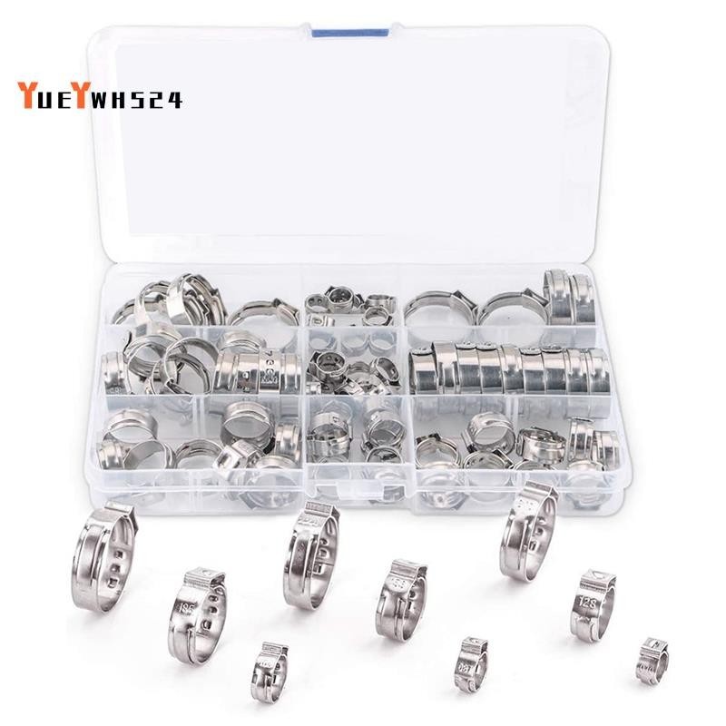 『yueywh524 』Single Ear Hose Clip Clamp Kit Pinch Clamp Silver สําหรับ PEX Tubing Pipe Fitting Connections