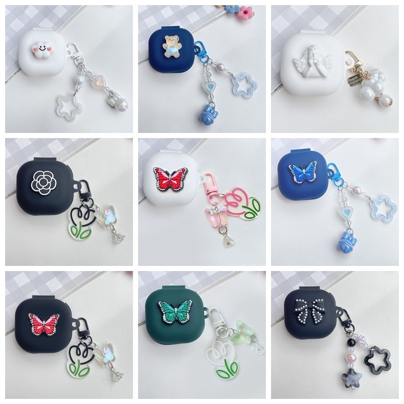 สําหรับ QCY T13 / T13 ANC / T13ANC2 / T13X กรณีหรูหราผีเสื ้ อพวงกุญแจหูฟังซิลิโคนป ้ องกันสําหรับ Q