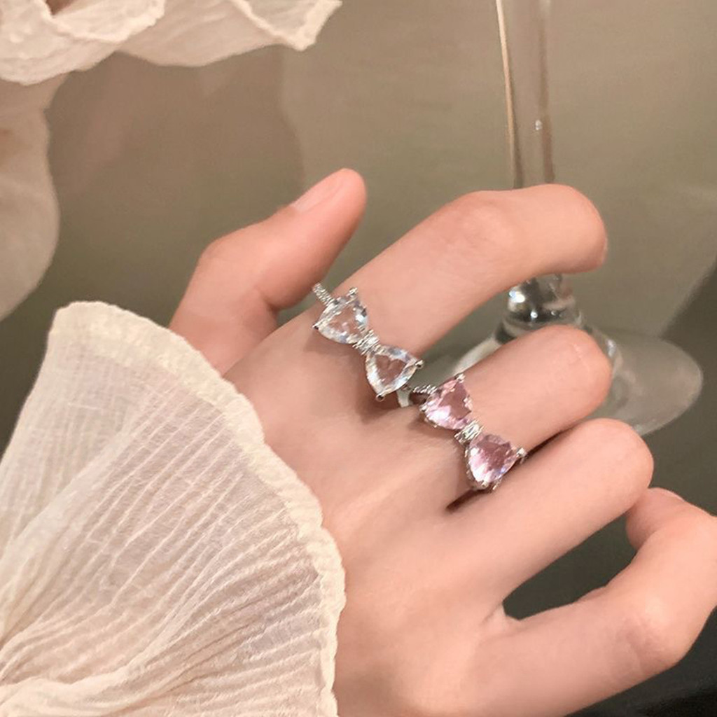 แหวนผูกโบว ์ โลหะผสม Rhinestone ยอดนิยมสําหรับสุภาพสตรี