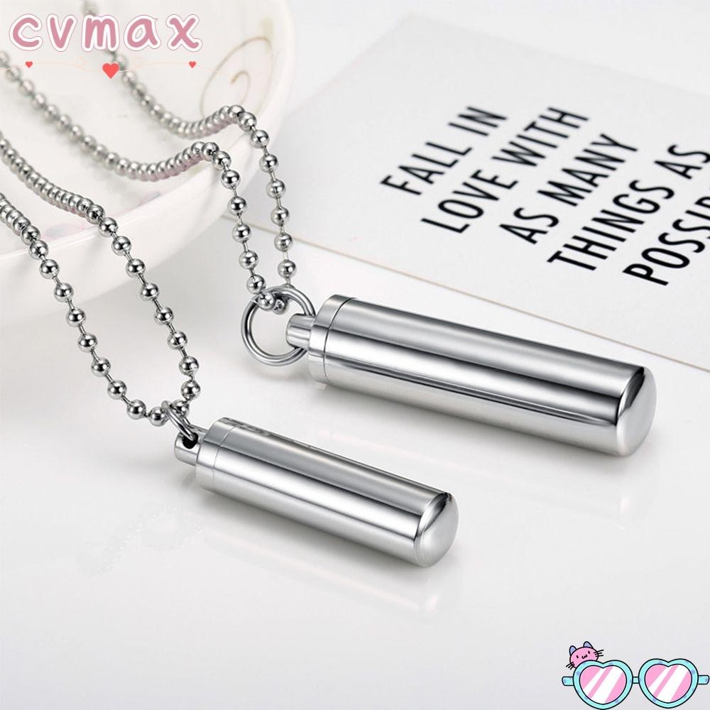 Cvmax จี้ขวดน้ําหอม สเตนเลส รูปขวดแคปซูล สีเงิน เปิดได้ เครื่องประดับแฟชั่น สําหรับทุกเพศ