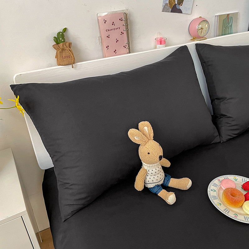 1 PC Pure Black Quilt Cover Simple Style Brushed Quilt Case Single Double Queen King Size ผ้าห่ม Cover - รูปที่ 5