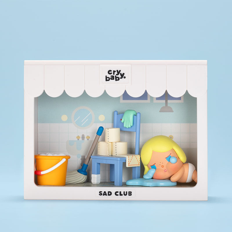 ของแท้ Pop Mart CRYBABY Sad Club Series ฉากรูปน่ารักอินเทรนด์เล่นตกแต่งของขวัญวันเกิด