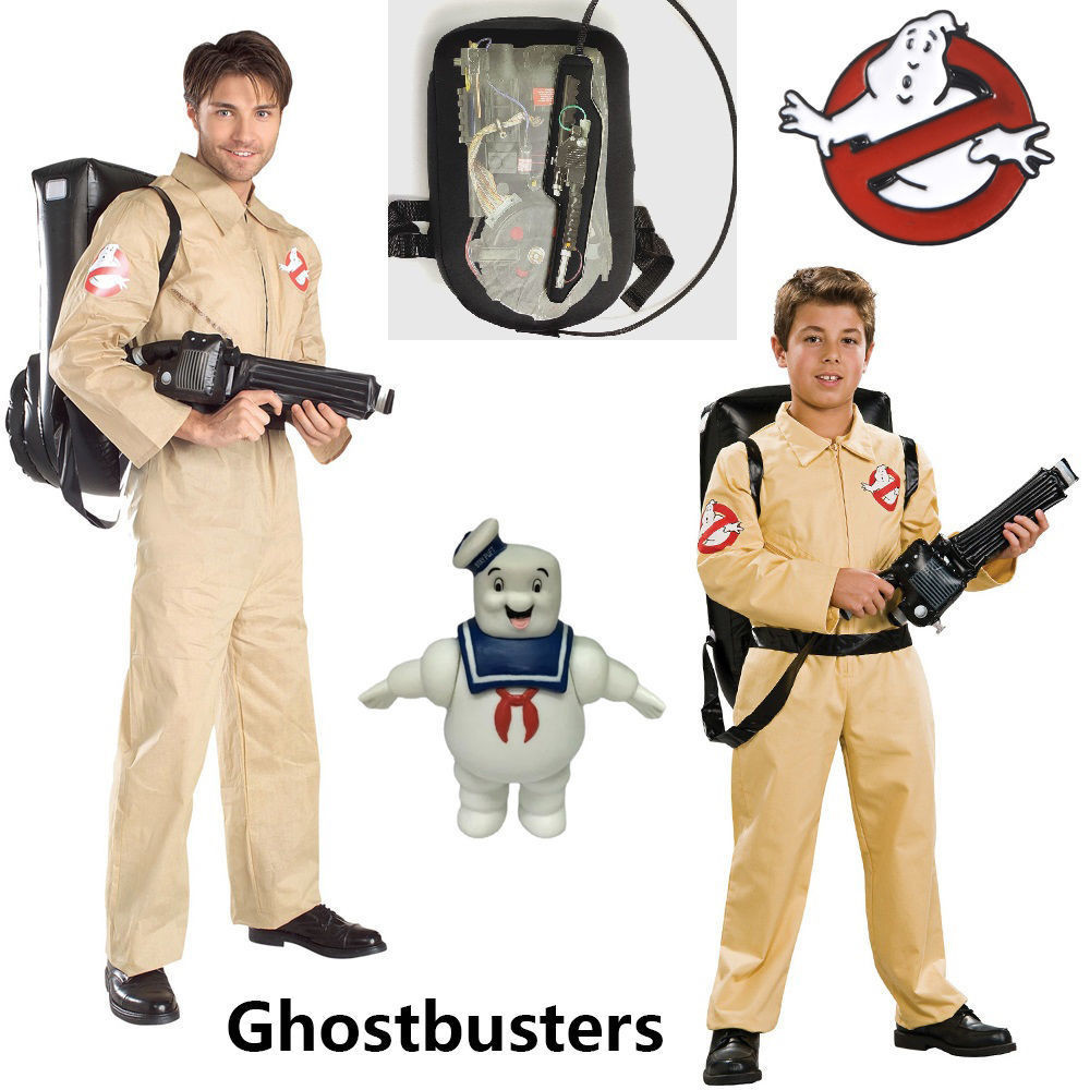 ภาพยนตร์ Ghostbusters คอสเพลย์ชุดสไตล์เดียวกัน Jumpsuit เสื้อผ้ากระเป๋า Quantum สินค้า Ghostbusters คอสเพลย์เครื่องแต่งกาย