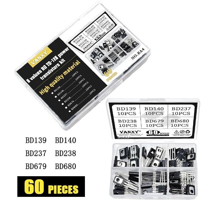 6 ค่าชุดทรานซิสเตอร์ triode TO-126 BD139 BD140 BD237 BD238 BD679 BD680 60 ชิ้น