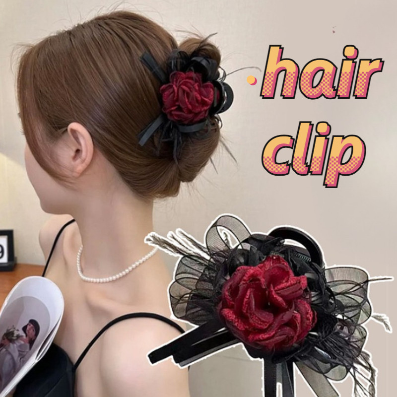 ตาข ่ ายดอกไม ้ Hairpin แฟชั ่ นเกาหลี Elegant Feather คลิปผม Clamp อุปกรณ ์ เสริมผมสําหรับผู ้ หญิงหญิง