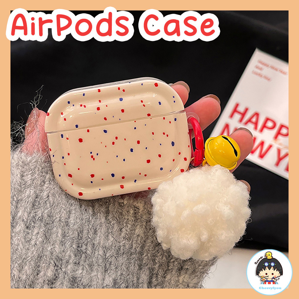 Ins สี Splash-ink Plush Bell จี้ Airpods กรณีบลูทูธไร้สายหูฟังซิลิโคน Hard สําหรับ Airpods 1 2 3 4 Pro 2 หูฟังฝาครอบ