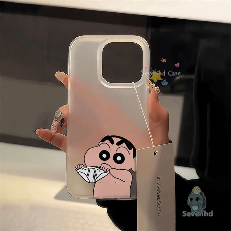 การ์ตูนน่ารักเครยอนชินจังเข้ากันได้สําหรับiphone 15 11 12 13 14 Pro Max X Xr Xs Max 7 8 6s Plus SE 2020 Frosted Ultra Thinเคสโทรศัพท์ป้องกันกันกระแทกTPU Clearปกหลัง