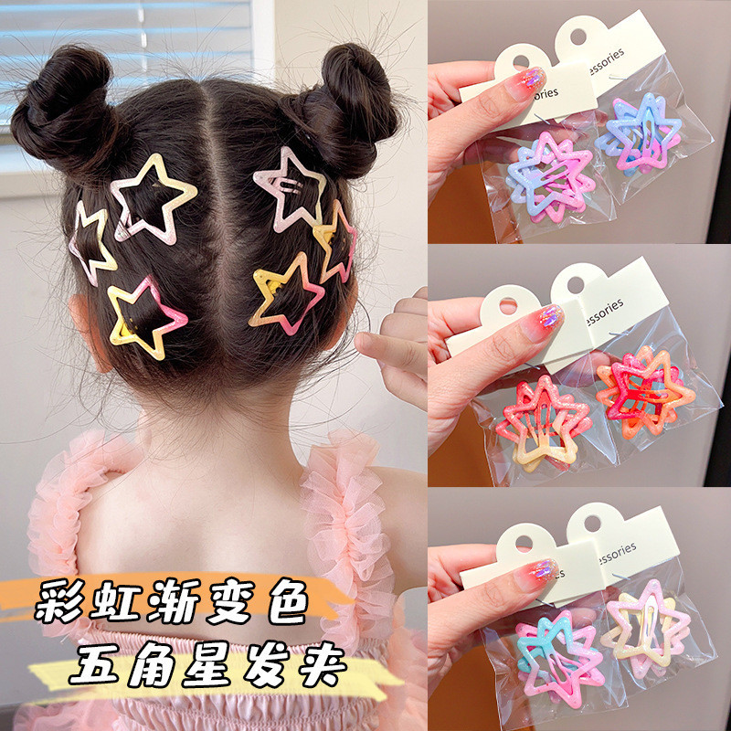 12/10 ชิ ้ นแฟชั ่ นเกาหลี Y2K สไตล ์ น ่ ารักมินิสายรุ ้ งสี Star BB Hairpins สําหรับเด ็ ก