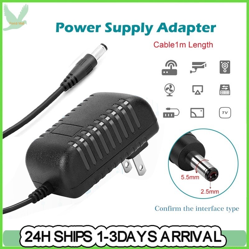 12v 2A แหล่งจ่ายไฟ Adaptor AC 100-240V ถึง DC 12V อะแดปเตอร์สําหรับกล้องวงจรปิดความปลอดภัย/ทีวี Plus