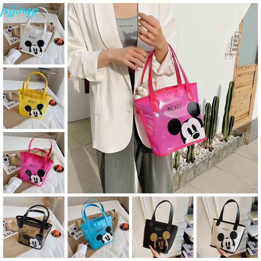 Jsjjingp Mickey Mouse กระเป๋าโท้ทใส, การ์ตูนเยลลี่สี Mickey Messenger กระเป๋า, PVC น่ารักไหล่เดี่ยวกันน้ํากระเป๋าสะพายการ์ตูนเดินทาง