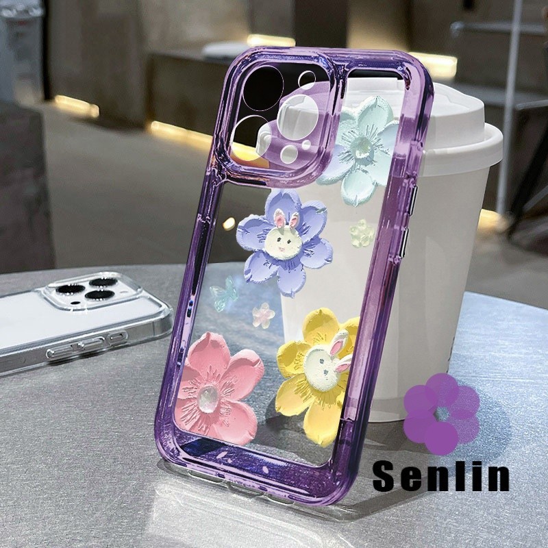 INS ดอกไม้เล็กๆสาวสีชมพูโปร่งใสสําหรับOPPO A5i Pro C65 13 13F 60x C75 A3S A9 2020 A5 A16 A31 A8 A52 