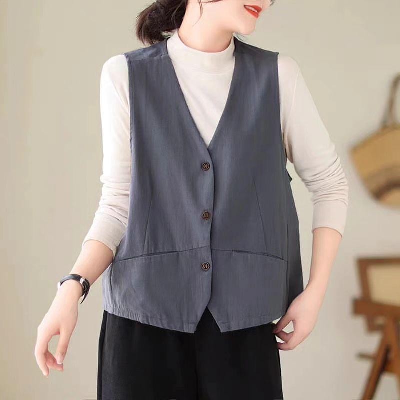 Kemeja Gudang Vest BDG BRT- Devira Vest Top Tops เสื้อเสื้อกั๊กผู้หญิงวัยรุ่น Basic Casual ทุกวันสไตล์เกาหลี Matt ผ้าลินินแฟชั่นพรีเมี่ยม