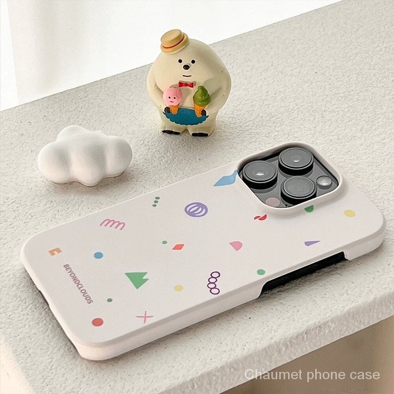 Childlike Beige ตัวอักษรเข้ากันได้กับ iPhone15 เคสโทรศัพท์ 14pro เคสแข็ง 13promax12 ฟิล์ม 11 Glossy xs PL6A