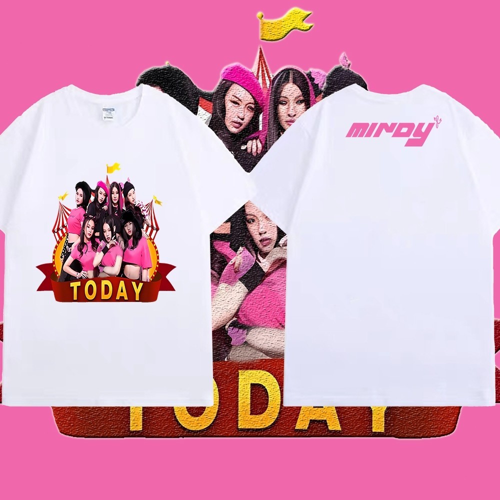 เสื้อวง Mindy Casual เสื้อพิมพ์ลาย Girl Group Shirt Round Neck ผ้าบาง ระบายอากาศได้ S-5XL （H O เครื่