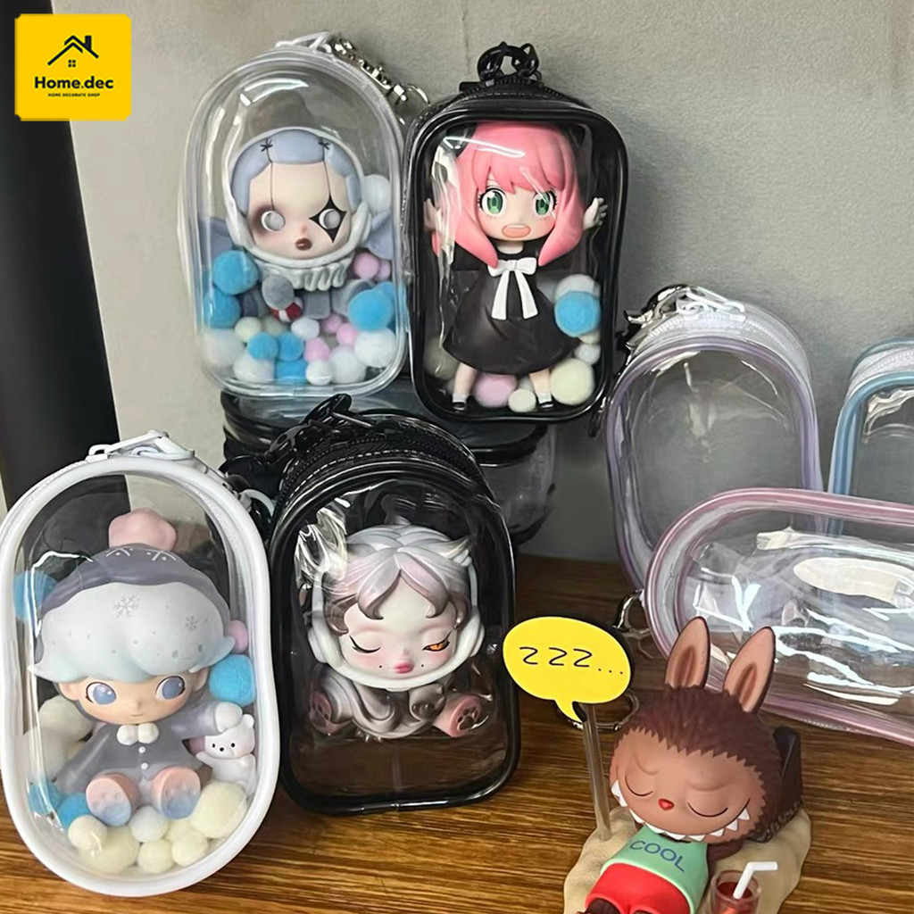 กระเป๋าพลาสติกใสใส่ตุ๊กตา กระเป๋าใส่ตุ๊กตา10cm แบบใส มีซิป สําหรับตกแต่ง DIY PVC วัสดุปลอดภัยและปลอดสารพิษ