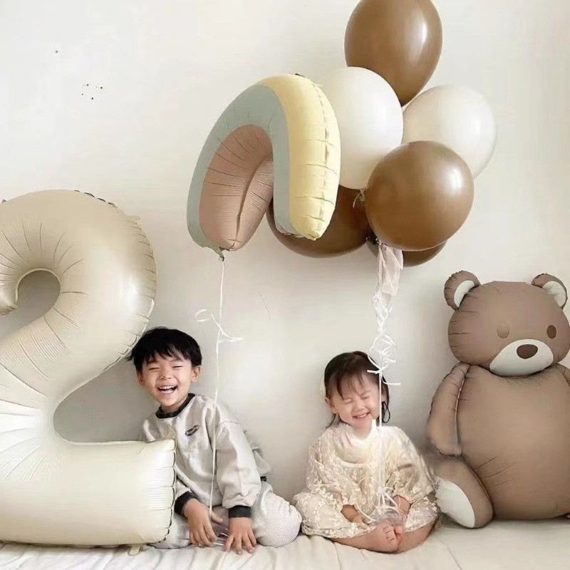 Frosted Bear Retro Love บอลลูนชุดวันเกิดพิธีรับปริญญายินดีต ้ อนรับเด ็ กตกแต ่ ง