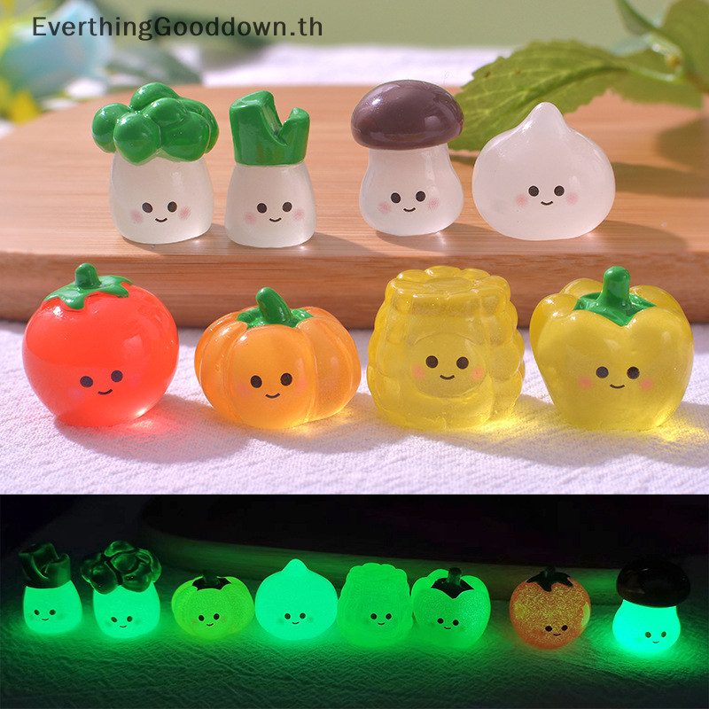 Ever 1 PC Luminous ผักเครื่องประดับการ์ตูนฟักทองเห็ด Broccoli ตุ๊กตามะเขือเทศ Micro Landscape Dollhouse Miniature ของเล่น TH