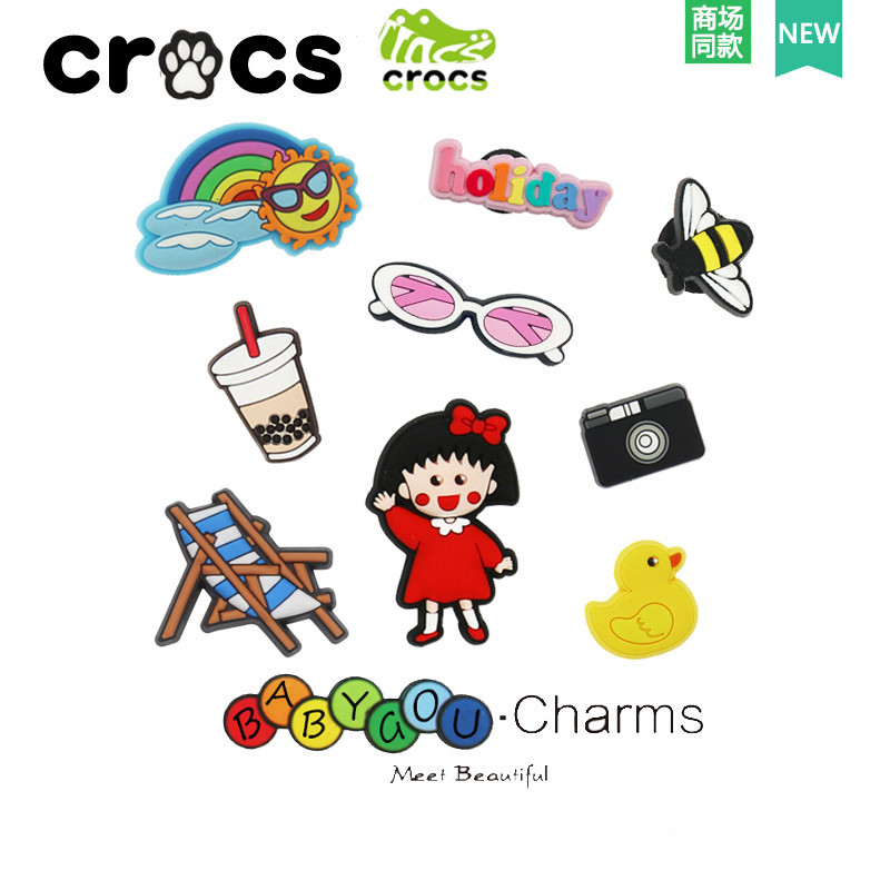 รองเท้ารูรองเท้าดอกไม้รองเท้าอุปกรณ์เสริม crocs รองเท้าหัวเข็มขัด Carlo Chi รองเท้าอุปกรณ์เสริมตกแต่งหัวเข็มขัด DIY All-Match ชุดการ์ตูน Jibbitz รองเท้าอุปกรณ์เสริม