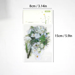 Journamm 40 ชิ้น/แพ็ค PET ดอกไม้สติกเกอร์พืช Daisy Decor เครื่องเขียนสําหรับ Junk Journal DIY Scrapbooking ป้ายสติกเกอร์