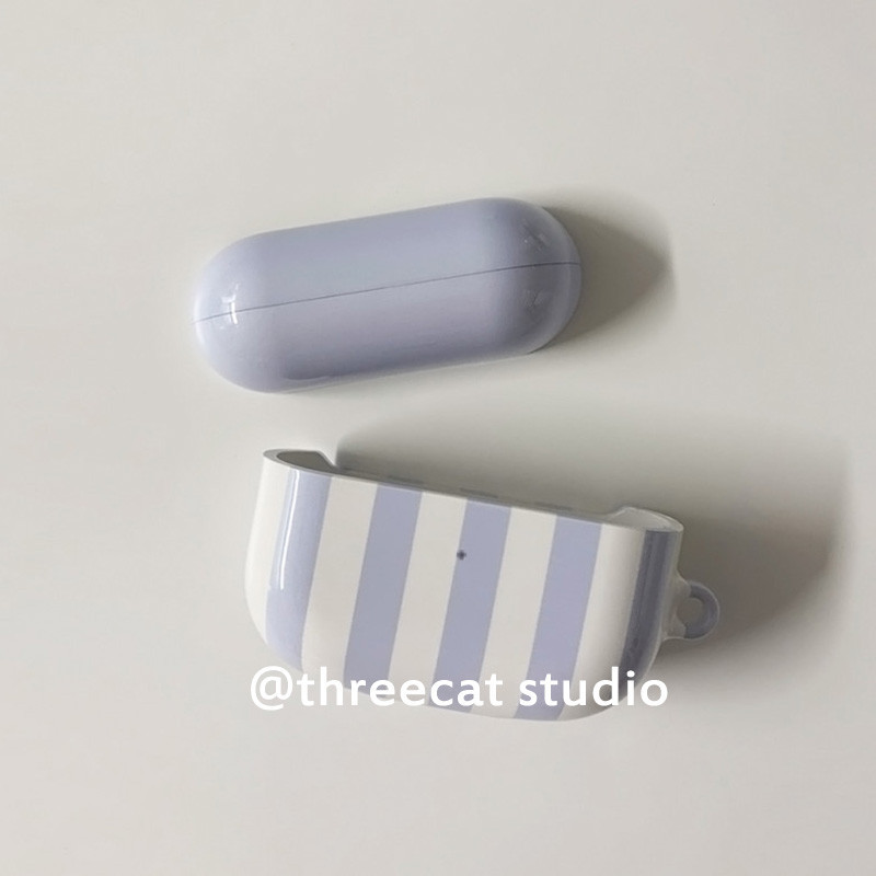 เกาหลี ins แถบสีฟ้า Cool Pretty Girl Hard AirPods Case สําหรับ AirPods Pro 3 2 1 Pro2 Hard Full Protection Case สไตล์บล็อกเกอร์ AirPods Cover กระเป๋า