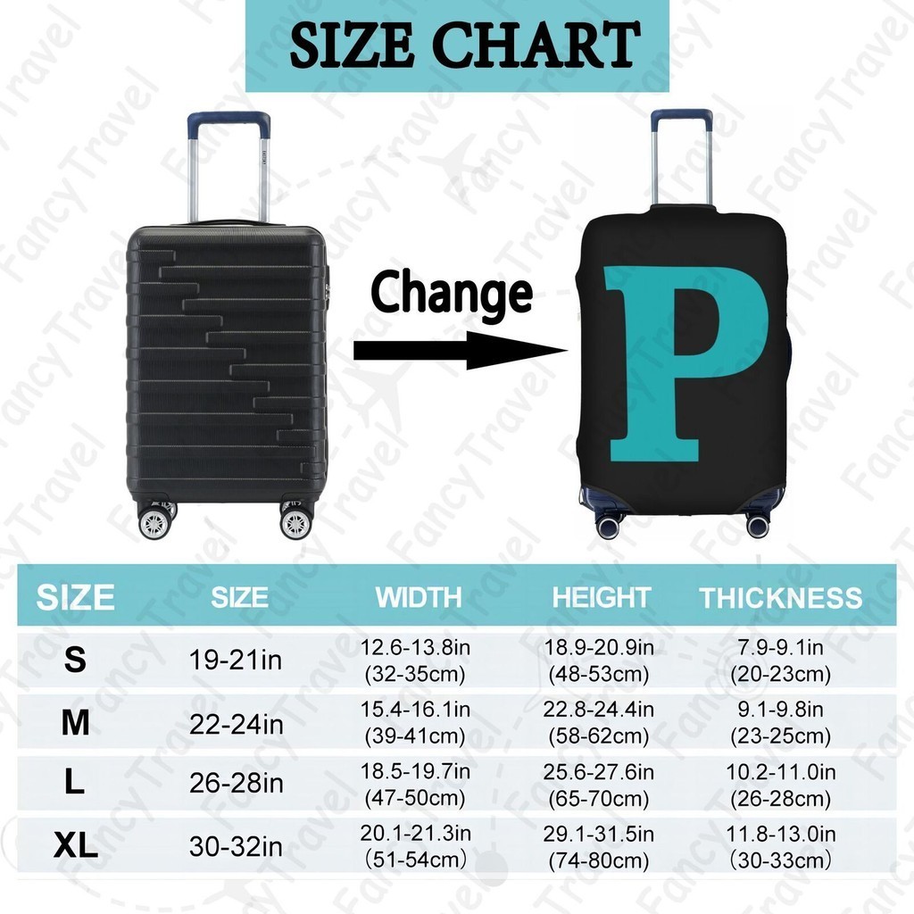 Fancytravel Letter P ผ้าคลุมกระเป๋าเดินทาง กระเป๋าเดินทาง ผ้ายึดได้เยอะ กันฝุ่น กันรอย สวมใส่ได้ ข้น 18/20/22/24/26/28/32นิ้ว
