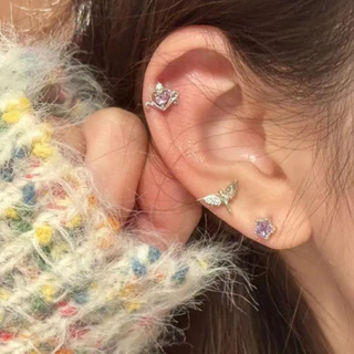 3 ชิ ้ น/Set Casual Rhinestone Alloy Heart Star ต ่ างหูชุดสําหรับสุภาพสตรี