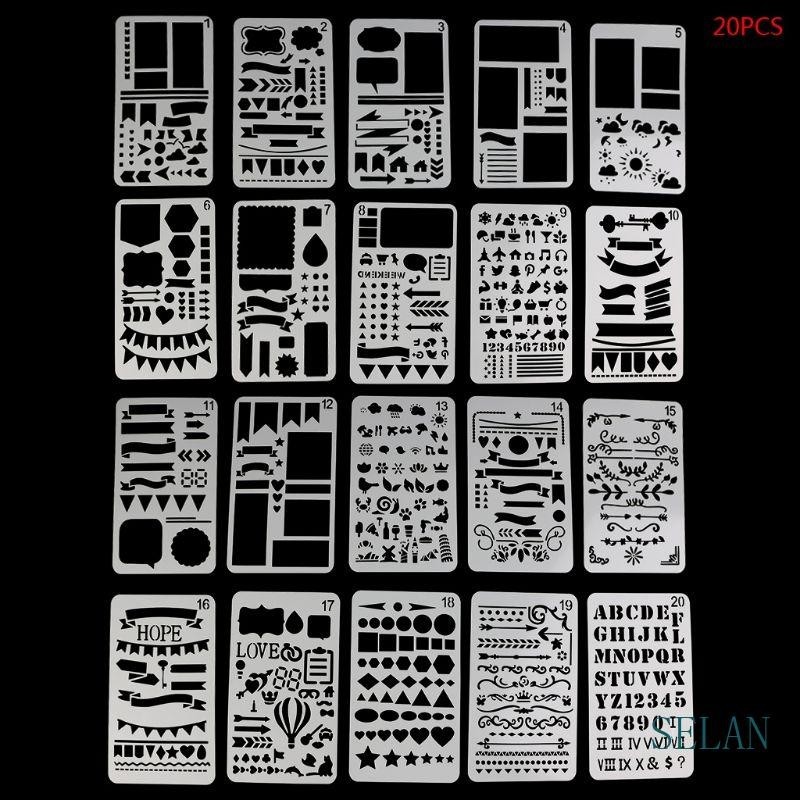 Selan ชุดลายฉลุ DIY 20 โครงการเทมเพลตการวาดภาพตกแต ่ งสําหรับผู ้ เริ ่ มต ้ นการเรียนรู ้ การวาดภาพ