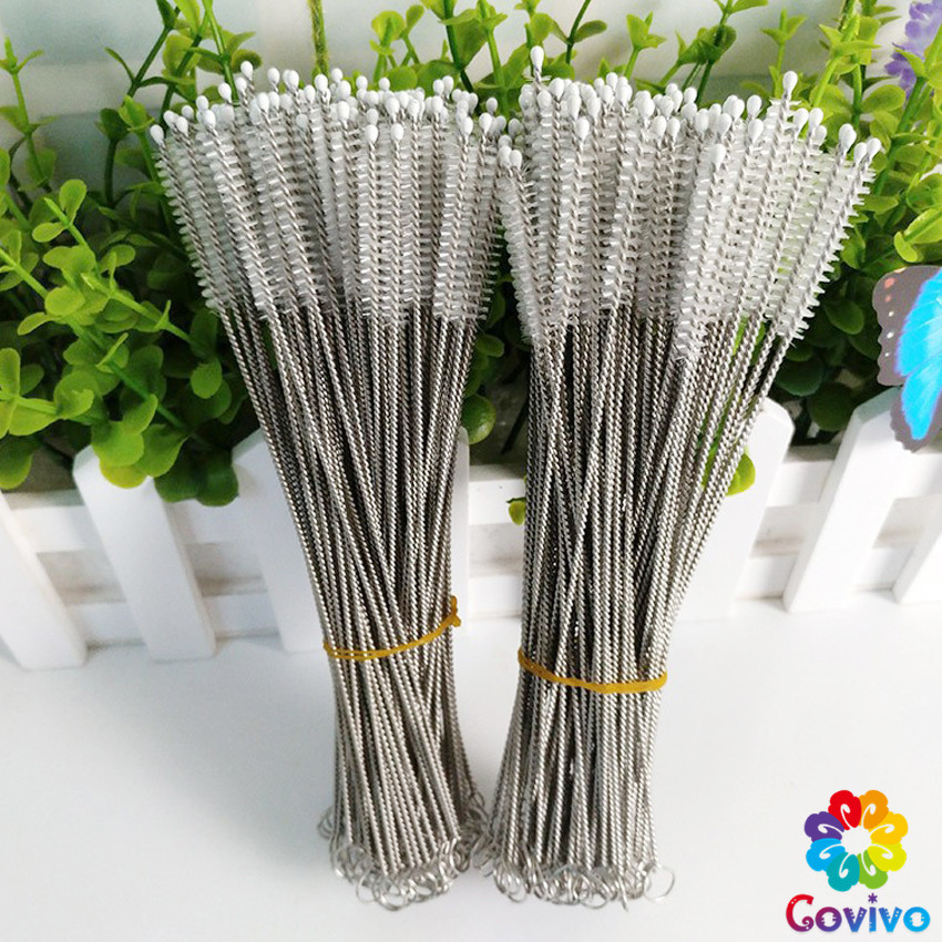 Covivo แปรงล้างหลอดดูด จุกนม ขนไนล่อน ไม่ทำให้เป็นรอย  Stainless steel soft straw straw brush