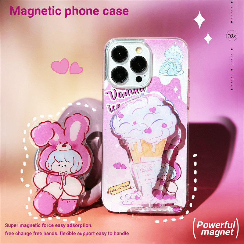 Iphone15 เคสโทรศัพท์แม่เหล็กสองในหนึ่งเดียว Apple 14/1312/11Pro ที่วางโทรศัพท์มือถือแบบตั้งโต๊ะ 78