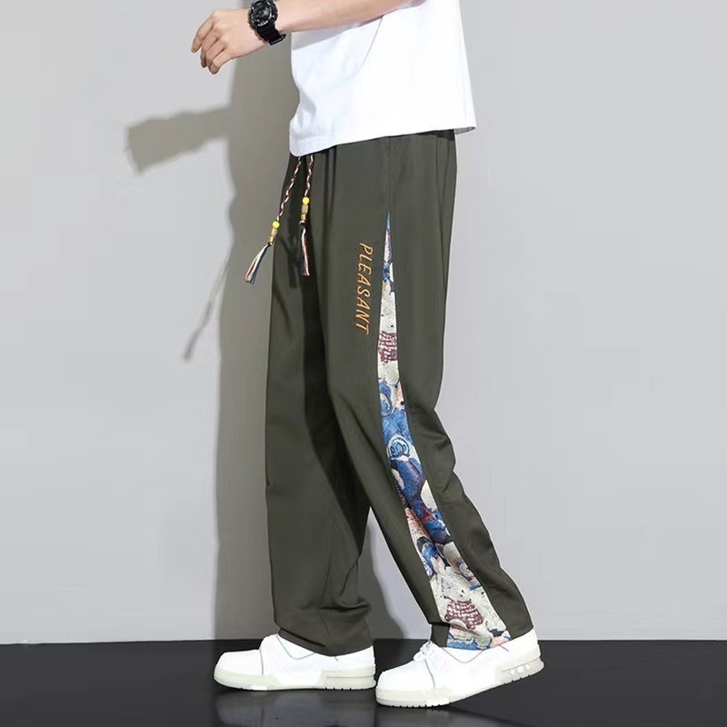 2024 กางเกงขายาวผู้ชายนปักลายฤดูร้กางเกงผู้ชายอนหลวมกางเกงสแลคชาย - รูปที่ 4