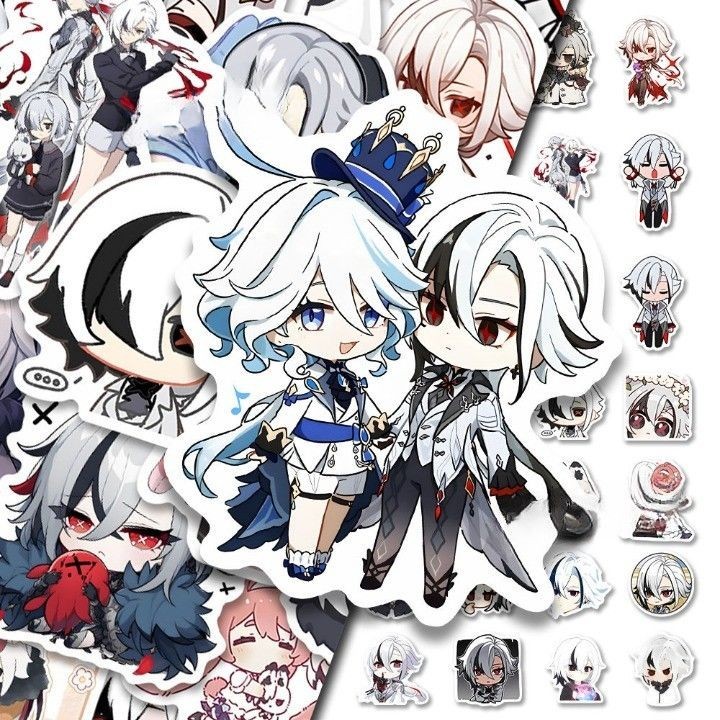 Genshin Impact Servant Albedo สติกเกอร์มูลค่าสูงสุดน่ารักสําหรับตกแต่งวารสารและโน๊ตบุ๊ค