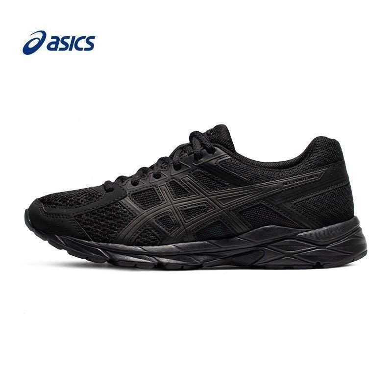 ASICS Aasics 2024 เจลคุณภาพสูง 4 กันกระแทก Breathable Rebound สีดําอินเทรนด์รุ่นรองเท้าผ้าใบรองเท้าว