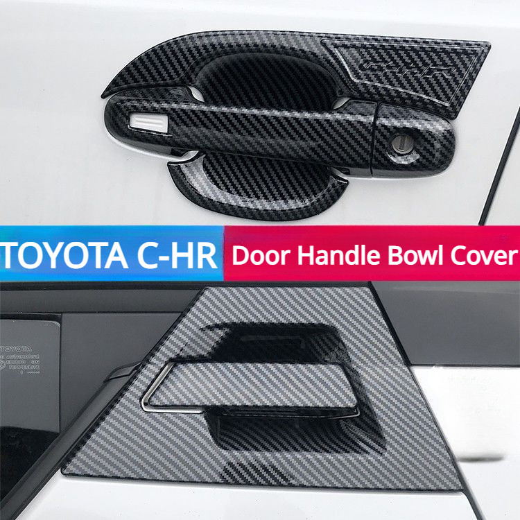 Toyota C-HR CHR ฝาครอบชามมือจับประตูรถยนต ์ ลายคาร ์ บอนไฟเบอร ์