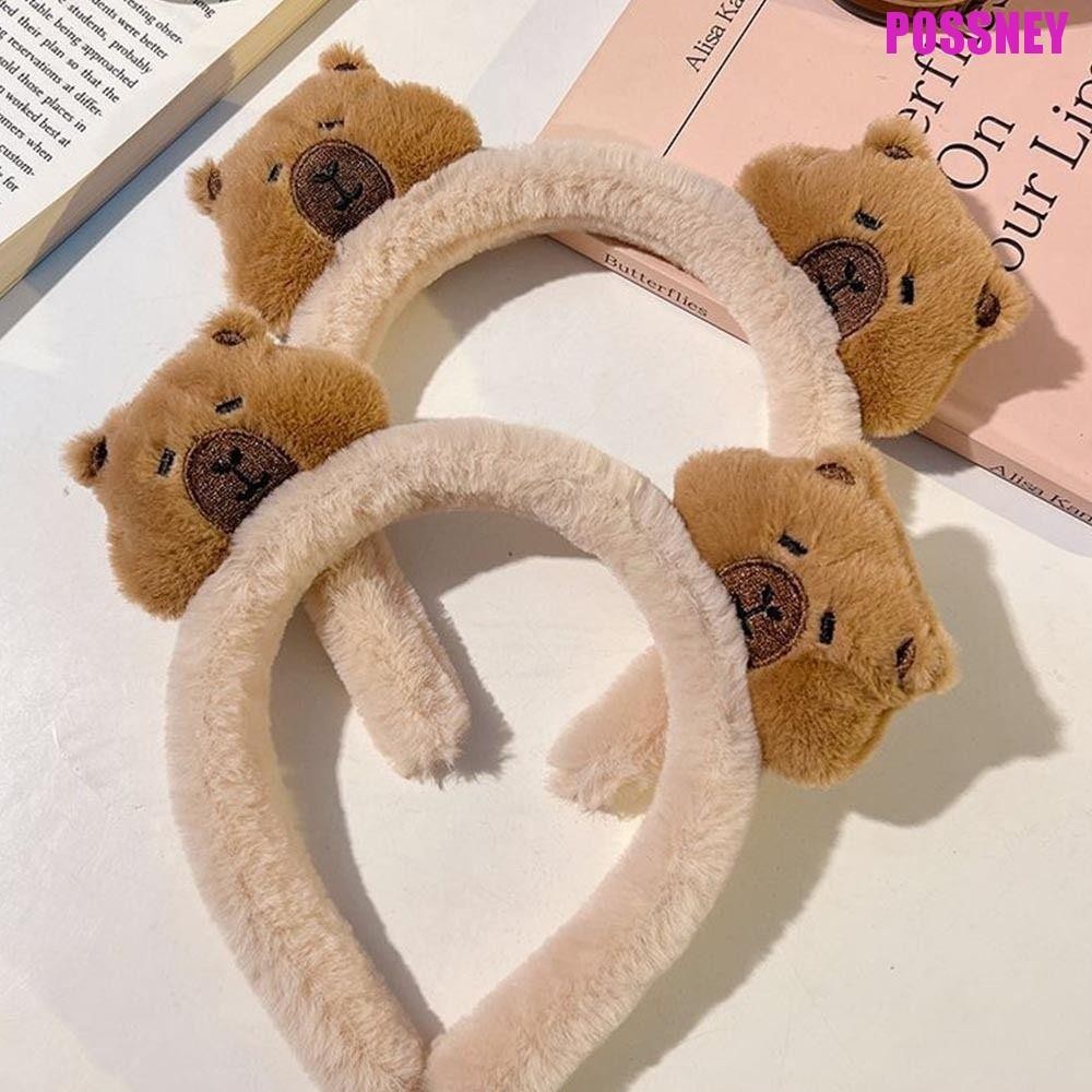 Possney Capybara ยางรัดผม, High Skull Top Wash Face Capybara Plush Headband, Sweet Plush Soft ตลกน้ํา Dolphin ผม Hoop เด็ก