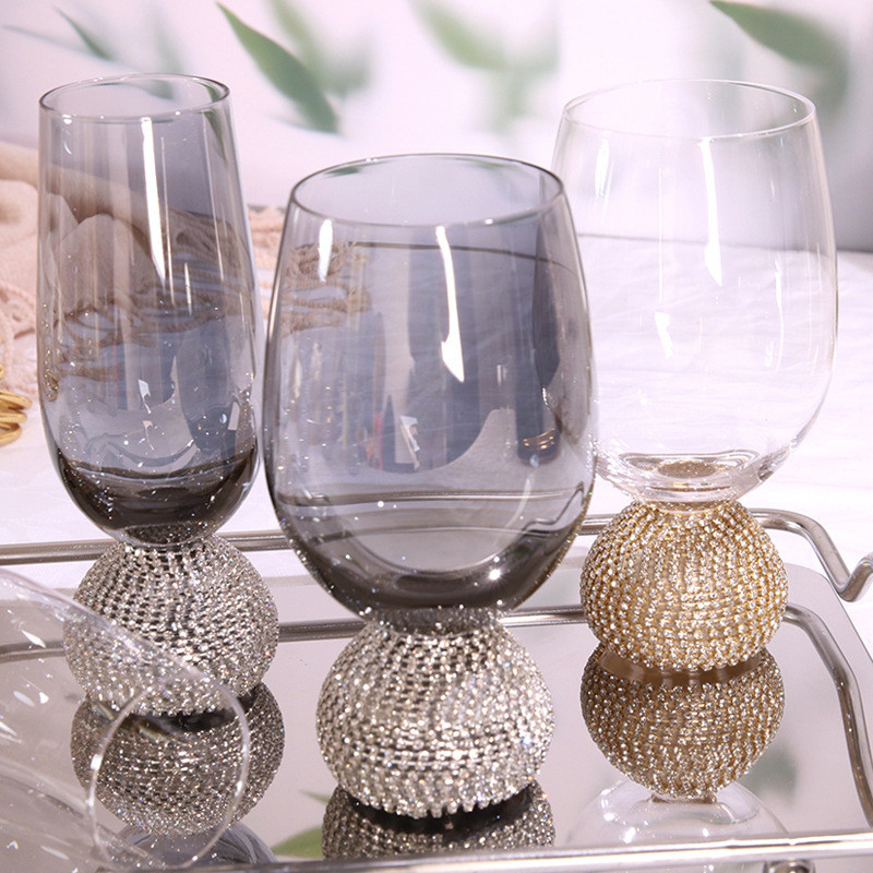 Fairy Style Diamond Fat Belly Cup Decoration Wei Tuji Wine Glass Diamond-Embedded Water Cup Red Wine