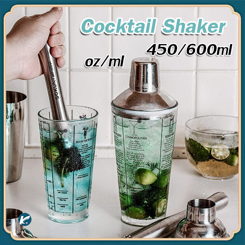 【KC】แก้วเชคค็อกเทล เชคเกอร์ กระจก เชคเกอร์ ชานม นํ้าผลไม้ 450/600ML