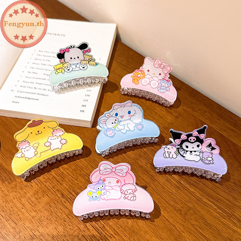 Fengyun Sanrio อะคริลิคผม Claw คลิป Hello Kitty Cinnamoroll Kuromi ผมคว้าคลิป Shark คลิปอุปกรณ์เสริมผมหญิงของขวัญวันเกิด TH