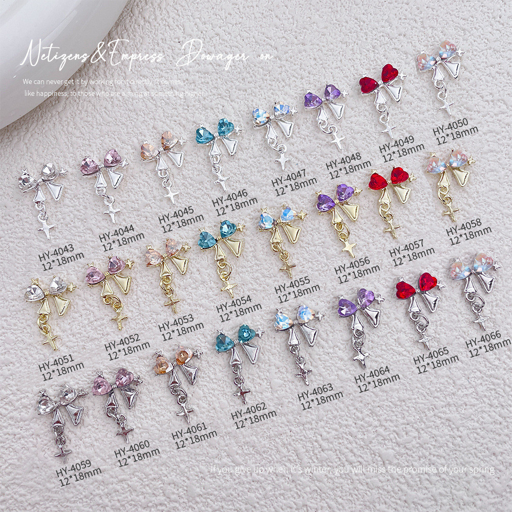สุทธิสีแดง Star Light Bow จี้ Star เล็บเครื่องประดับ Blast แฟลช Flash Louder เพชร Di YY ต่างหู