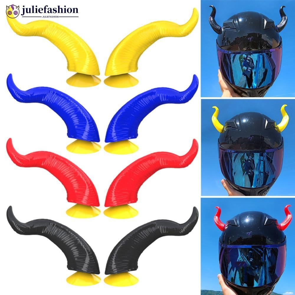 JULIEFASHION 2 ชิ้นหมวกกันน็อครถจักรยานยนต์ตกแต่ง Devils Horns สไตล์หมวกกันน็อครถมอเตอร์ไซด์อุปกรณ์เสริมสติกเกอร์คอสเพลย์จัดแต่งทรงผม Sucker G8Y7