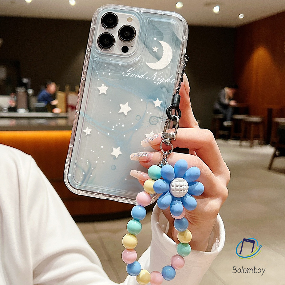 เคส for iphone 11 12 13 14 15 Pro Max XR X XS 7 6 8 Plus SE กับ เชือกเส้นเล็ก ดาวเดือน อ่อนนุ่มกันกระแทกเปลือก