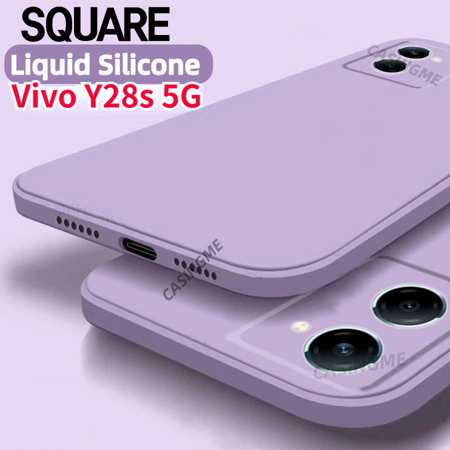 Vivo Y28s 5G 2024 สแควร์ซิลิโคนเหลวสําหรับ Vivo Y28s Y28 Y18 VivoY28S SY 28S 4G 5G 2024 กันกระแทกคู่ปลอกแฟชั่นนุ่มเคสโทรศัพท์ฝาหลัง