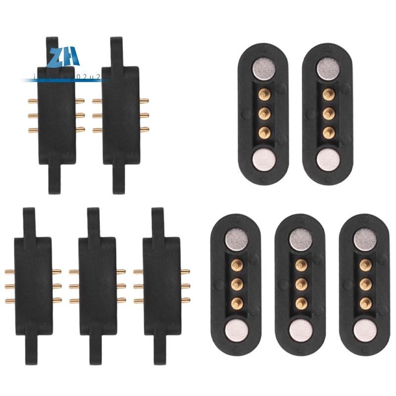5 คู่ฤดูใบไม้ผลิโหลดแม่เหล็ก Pogo Pin Connector 3 ตําแหน่งแม่เหล็ก Pitch 2.3 มม.ผ่านหลุมชายหญิง Probe